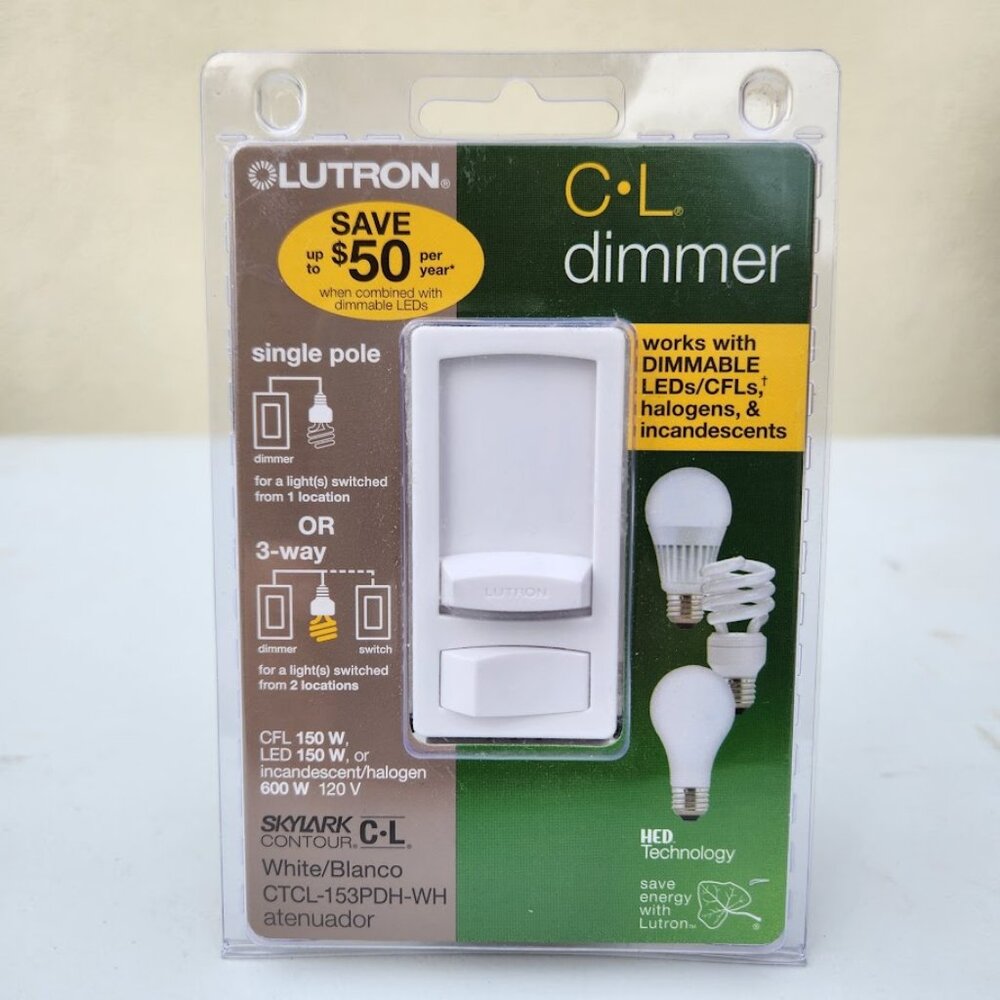 NEW Lutron Skylark Contour CL Light Bulb Dimmer CTCL-153PDH-LA 120V 60Hz 150W Li